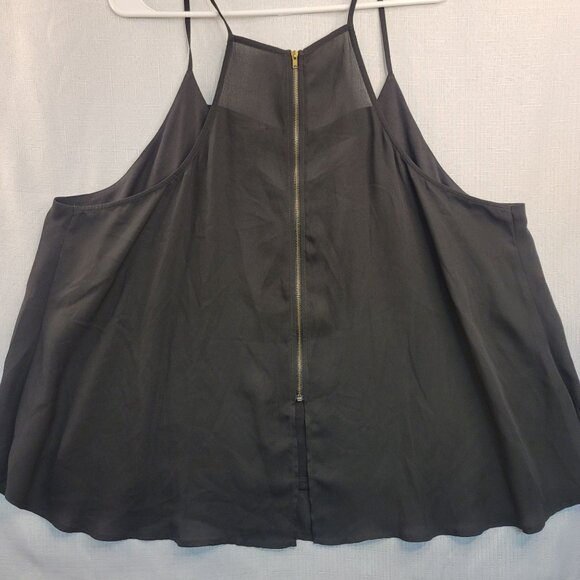 Rue+ Womens 3X Light Black Sleeveless Top Full Back Gold Zipper - Picture 2 of 5